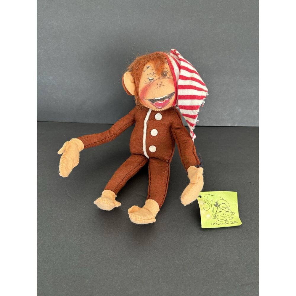 ANNALEE 1970 12" Nightshirt Boy Monkey, Smiling With Winking Eye- RARE
